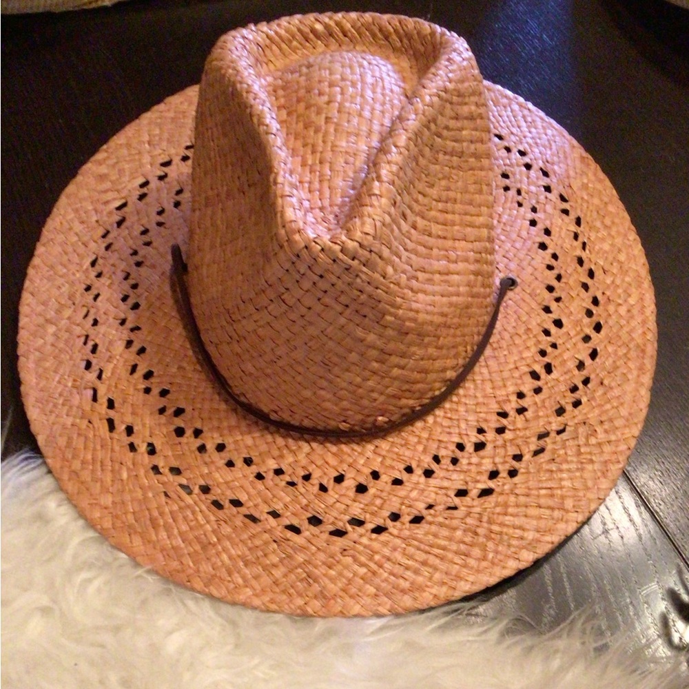 SALE Wyeth camel straw chin strap rancher